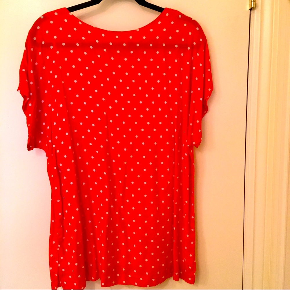 SAG HARBOR Polka Dot Short Sleeve Rayon Top Sz 16